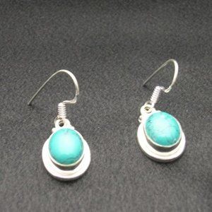 New Sterling Silver Blue Turquoise Dangle Earrings